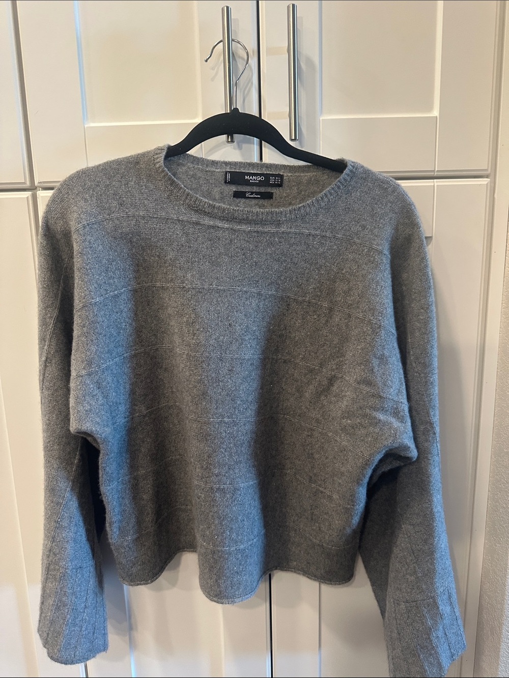 Mango Soft Gray Crewneck Knit Sweater